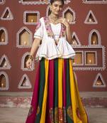 Multicolor Viscose Rayon Embroidery Waist Belt Lehenga with Embroidered All Over Mirror Work Choli & Jacket