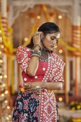 Black Pink Maslin Cotton Mirror Pasting Work Lehenga Choli with Dupatta 3