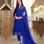 Blue hand embroidery georgette stitched a line trouser kurta & dupatta 