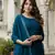 Trendmalls Dark Blue Santoon Anarkali Dress 3 pieces Salwar Kameez set