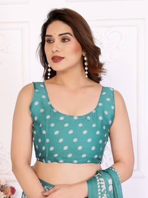 Blue blocked printed hand batik chiffon georgette saree 2