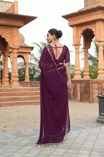 Purple embellished bollywood georgette saree  