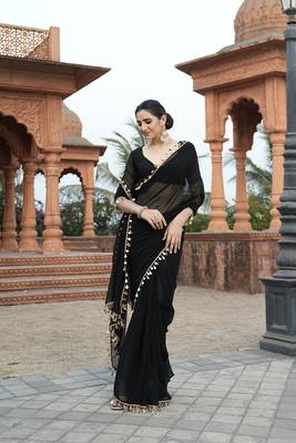Black embellished bollywood georgette saree   1