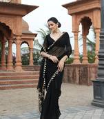 Black embellished bollywood georgette saree  