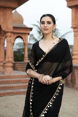 Black embellished bollywood georgette saree   2