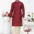 men maroon jacquard silk brocade straight kurta churidar without lining