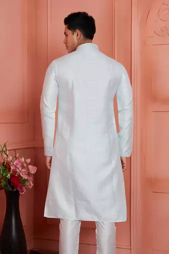 men off white jacquard silk brocade  pintux straight kurta churidar