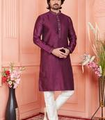 Men margenta jacquard silk brocade  pintux straight kurta