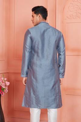 men gray jacquard silk brocade  pintux straight kurta churidar 4