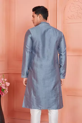 men gray jacquard silk brocade  pintux straight kurta churidar