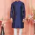 men blue jacquard silk brocade  pintux straight kurta churidar