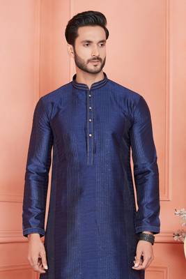 men blue jacquard silk brocade  pintux straight kurta churidar 3