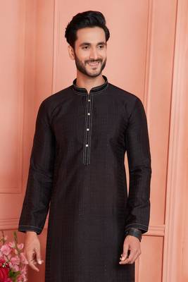 men black jacquard silk brocade  pintux straight kurta churidar 3
