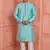 men cyan jacquard silk brocade  pintux straight kurta churidar