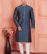 men gray jacquard silk brocade  pintux straight kurta churidar