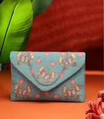 boho turquoise & multi quirky embellished satin sling bag