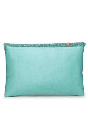 boho turquoise & multi quirky embellished satin sling bag 6