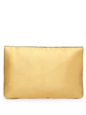 kooky champagne gold & multi striped embellished satin sling bag 6