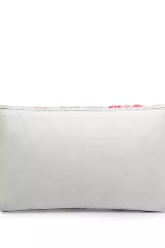 white & multi floral embellished cotton canvas sling bag