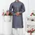 men grey jacquard silk brocade straight kurta churidar without lining