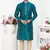 men teal green jacquard silk brocade straight kurta churidar without lining