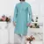 men blue jacquard silk brocade straight kurta churidar without lining