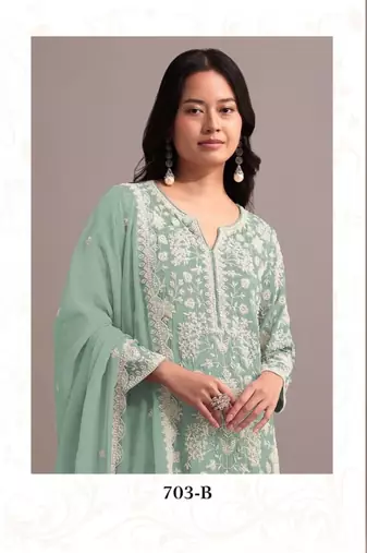 Pastel green georgette semi stitched gharara suits