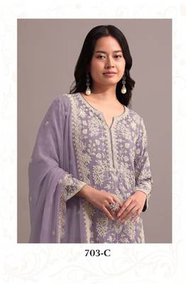 Purple georgette semi stitched gharara suits 2