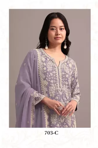 Purple georgette semi stitched gharara suits