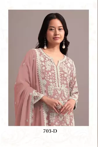 Pink georgette semi stitched gharara suits