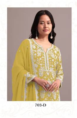 Lemon georgette semi stitched gharara suits 2