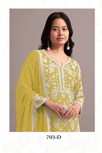 Lemon georgette semi stitched gharara suits