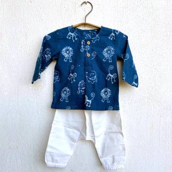 Organic zoo print kurta & pants 2