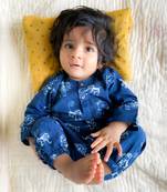 Organic indigo zoo bag with kurta & pants