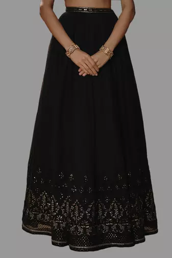 Black Sequined Work Faux Georgette Fabric Lehenga Choli with Dupatta.