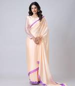 Peach Mandala Print Free Hand Ready to Wear Saree with Unstitched Blouse