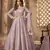 Shamita shetty purple net anarkali embroidered work festival long salwar suit dupatta
