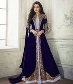 Blue Embroidered Georgette Salwar With Dupatta Semi Stitched