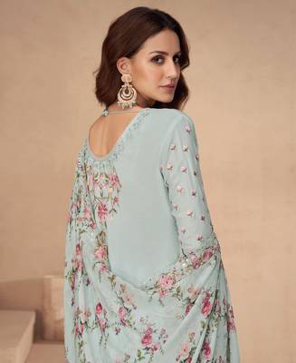 sky blue chinon pakistani suit for women ethnic wear 2