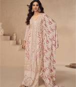 beige chinon pakistani suit for women ethnic wear