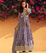 Lavender floral printed anarkali suit for women