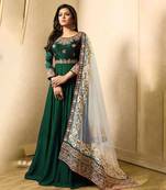 Green embroidered faux georgette salwar