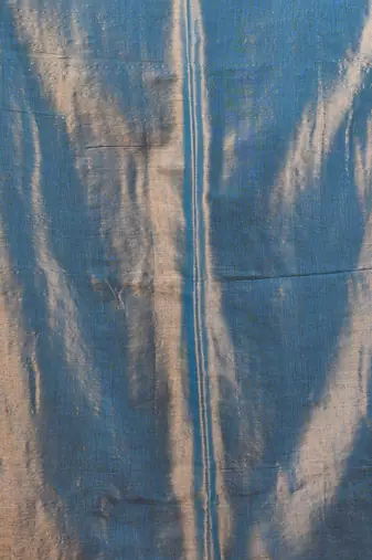 Blue tissue soft saree with pompom