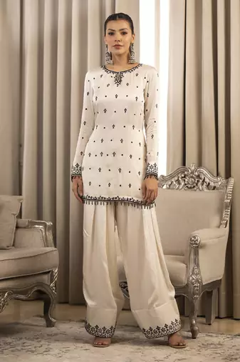 Black on white kurta set