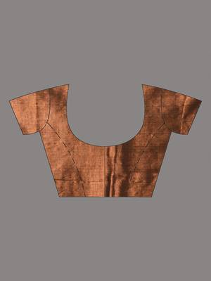 Copper tissue soft saree with pompom 5