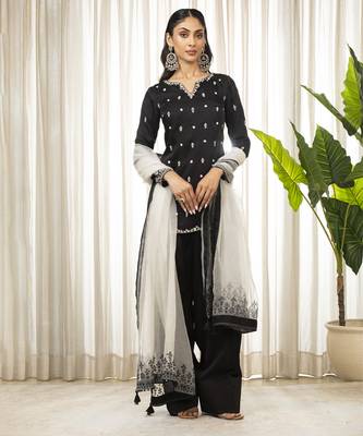 White on black kurta set 2