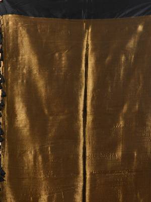 Golden tissue soft saree with pompom 4