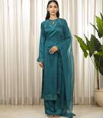 Teal richa long kurta set