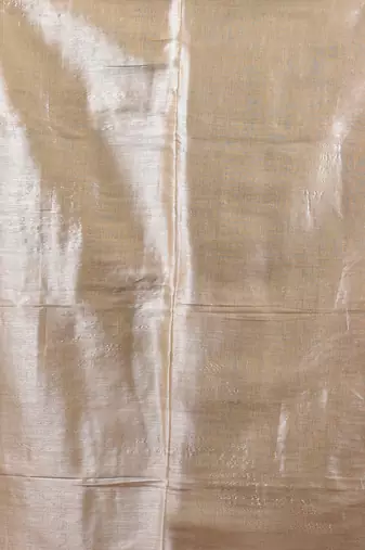 Beige tissue soft saree with pompom