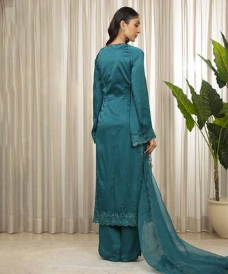 Teal richa long kurta set 4